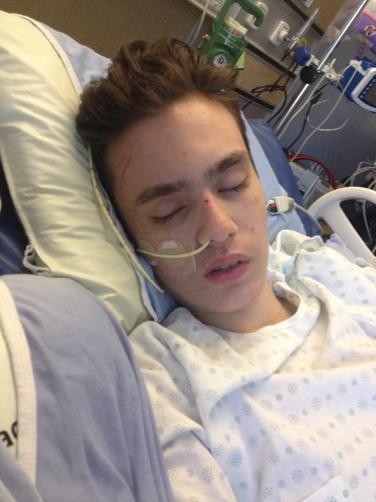 Logan Kapadia-Pfob in the intensive care unit, January 2016.