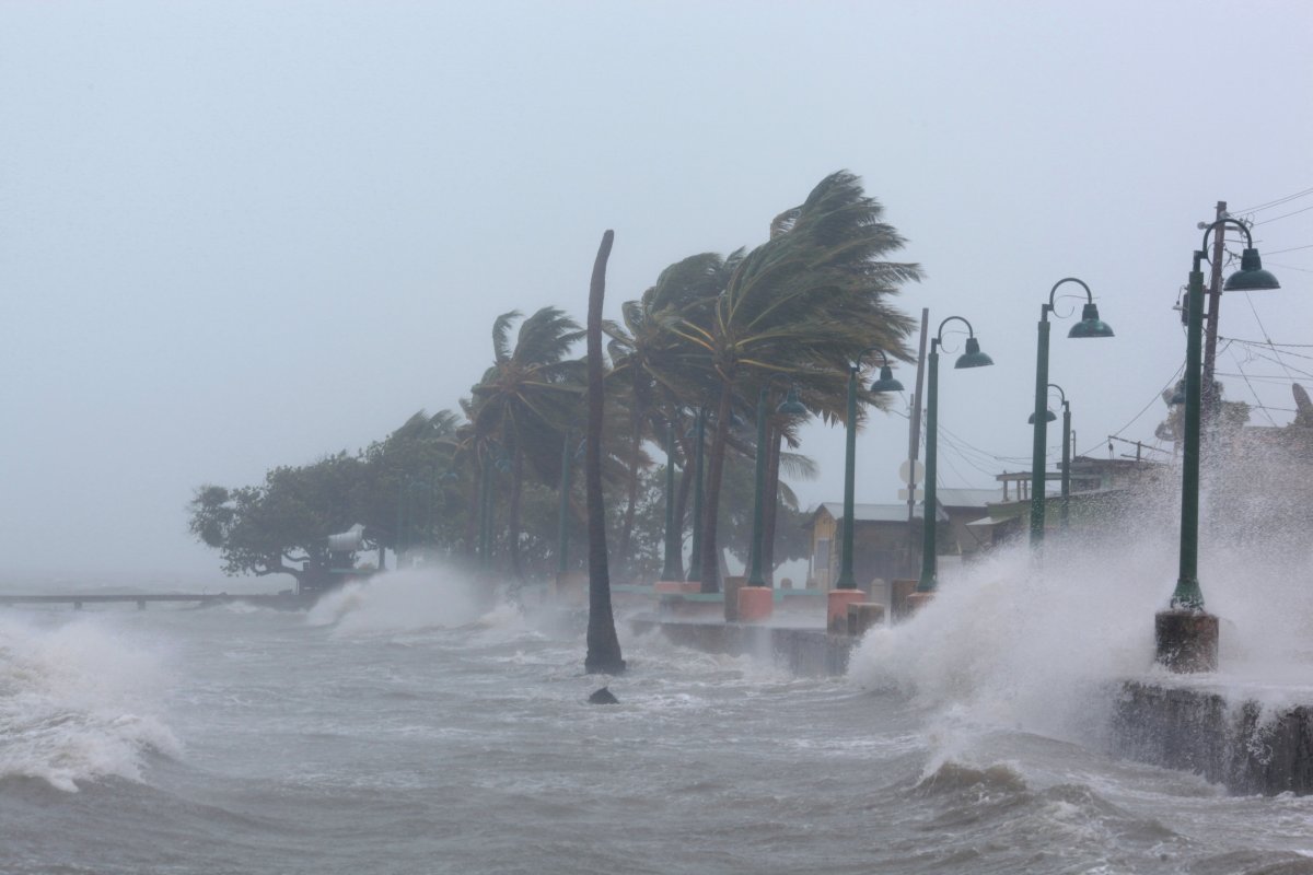 Waves crash against the seawall as Hurricane Irma slammed across islands in the northern Caribbean on Wednesday, in Fajardo, Puerto Rico September 6, 2017. 