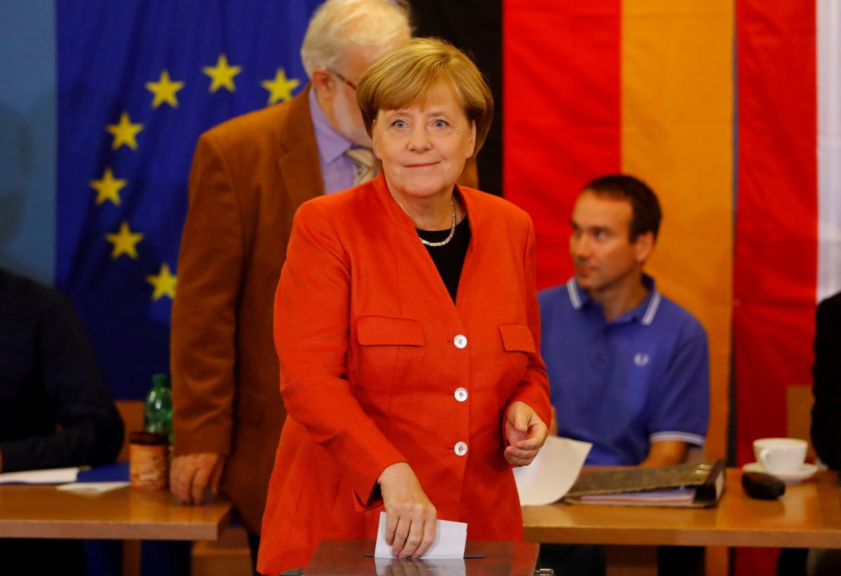 German Chancellor and leader of the Christian Democratic Union CDU Angela Merkel votes in the general election (Bundestagswahl) in Berlin, Germany, September 24, 2017. 