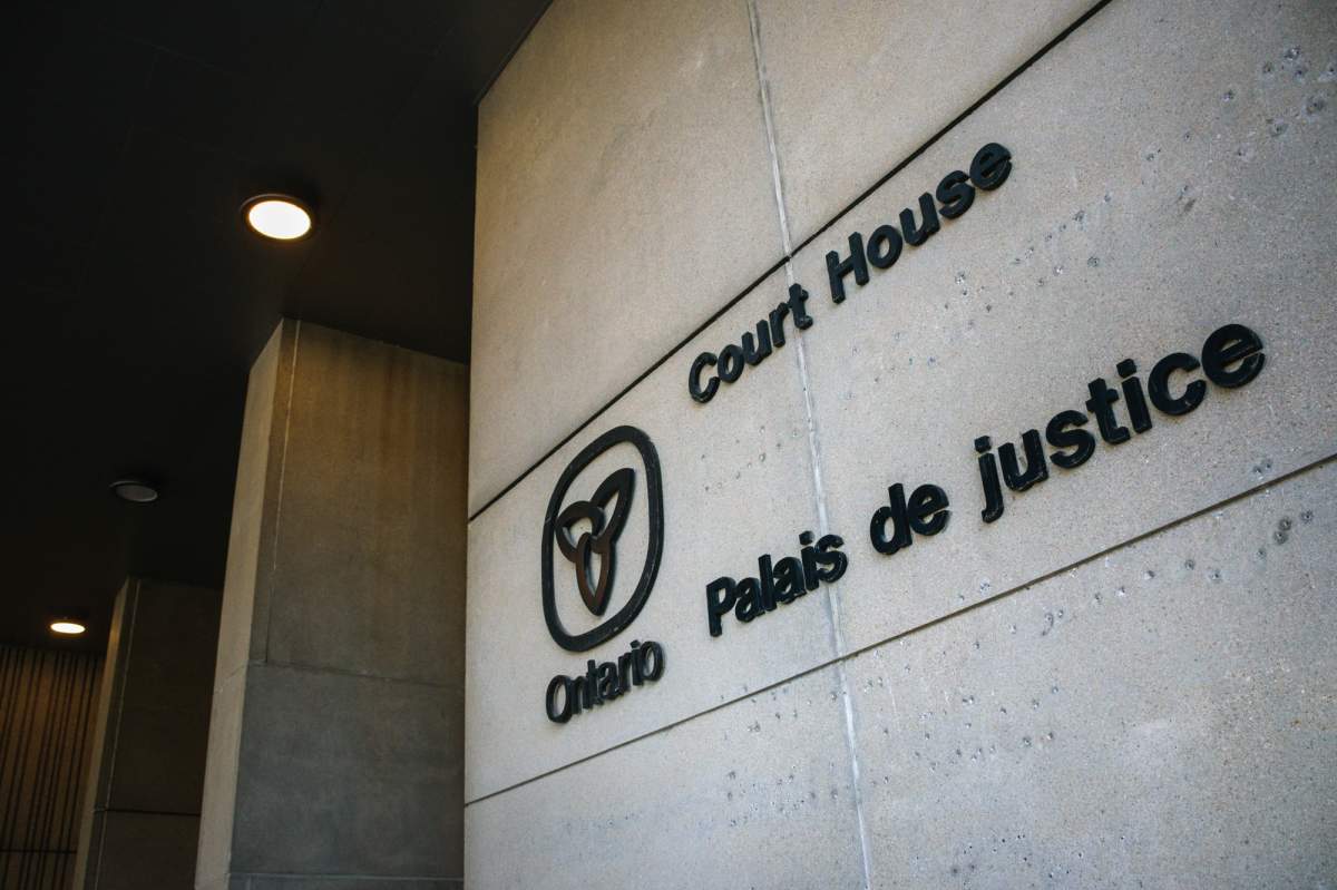 FILE - The entrance to the London courthouse.