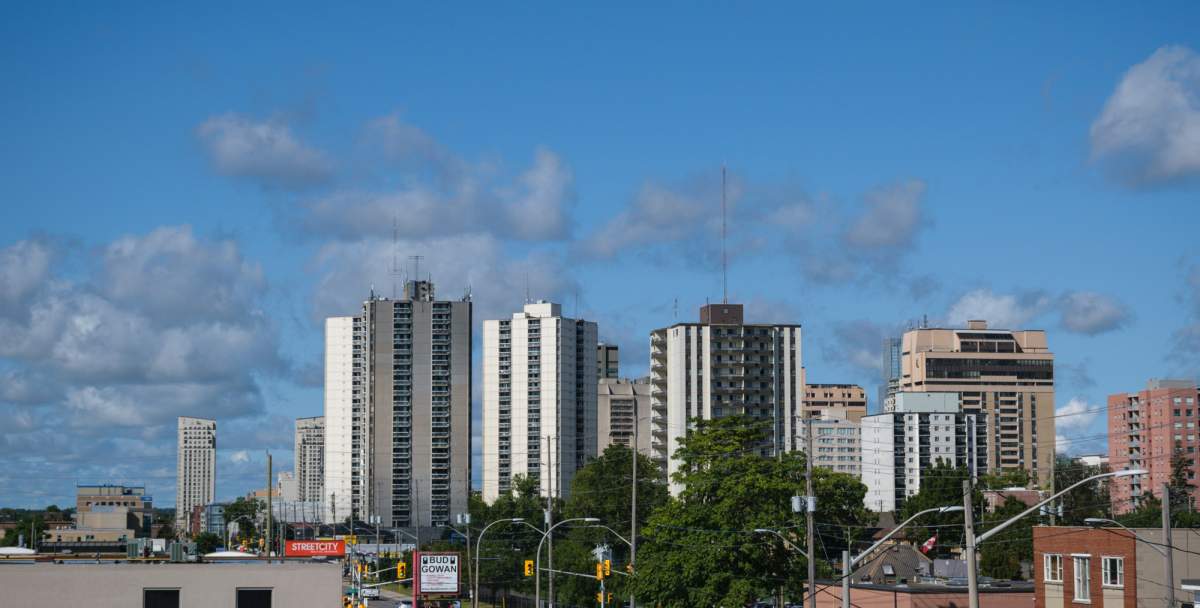 Downtown London, Ont., skyline on a sunny day.