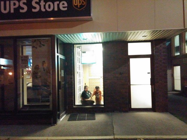 Denise Steeves and her four-year-old son were stuck in a UPS store in Moncton, N.B. 