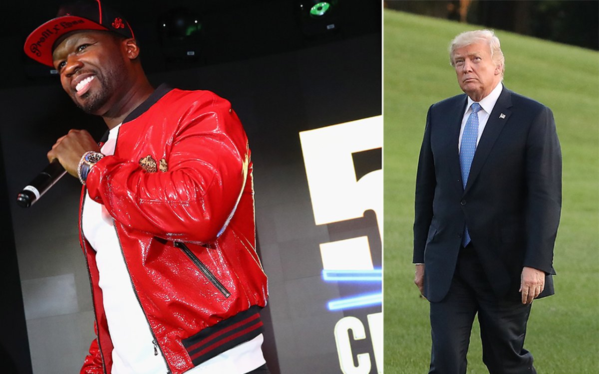 (L-R): Rapper 50 Cent and U.S. President Donald Trump.