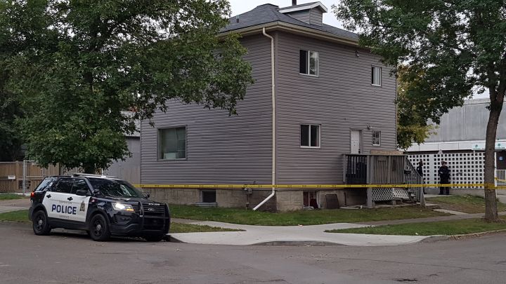 Police investigate a suspicious death in north Edmonton on Sept. 18, 2017. Officers responded to a home in the area of 111 Avenue and 94 Street at around 2 p.m. after someone called 911 for "police assistance," police said.