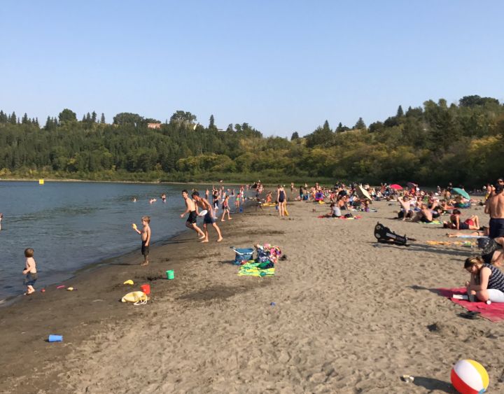 Edmontonians take advantage of "accidental beach" as the city breaks a temperature record Thursday, Sept. 7, 2017.
