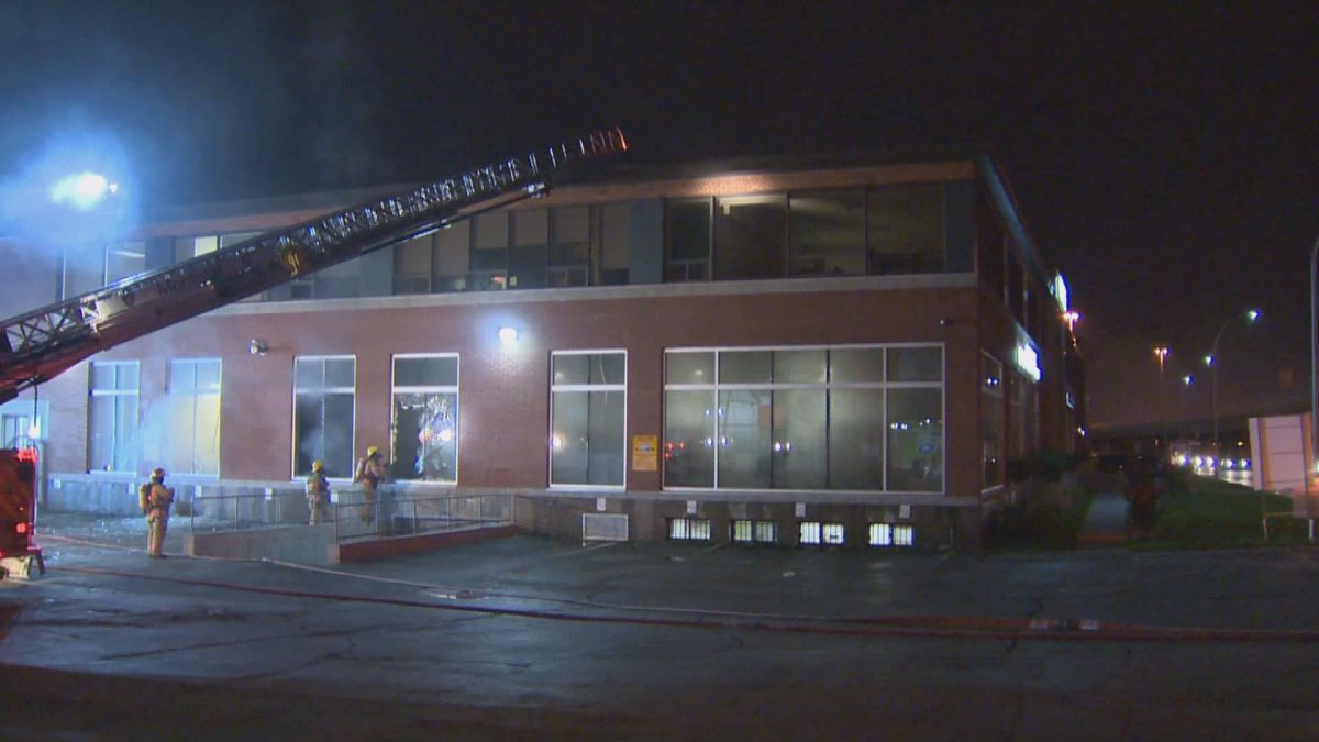 Montreal police arson squad is investigating a fire that took place at a car leasing business, Tuesday, September 19, 2017.