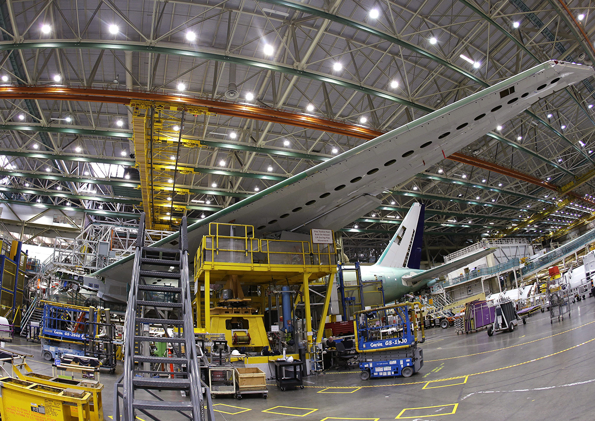  In this file photo dated Monday, June 12, 2017, a Boeing 777 plane on the assembly line in Everett, Washington.