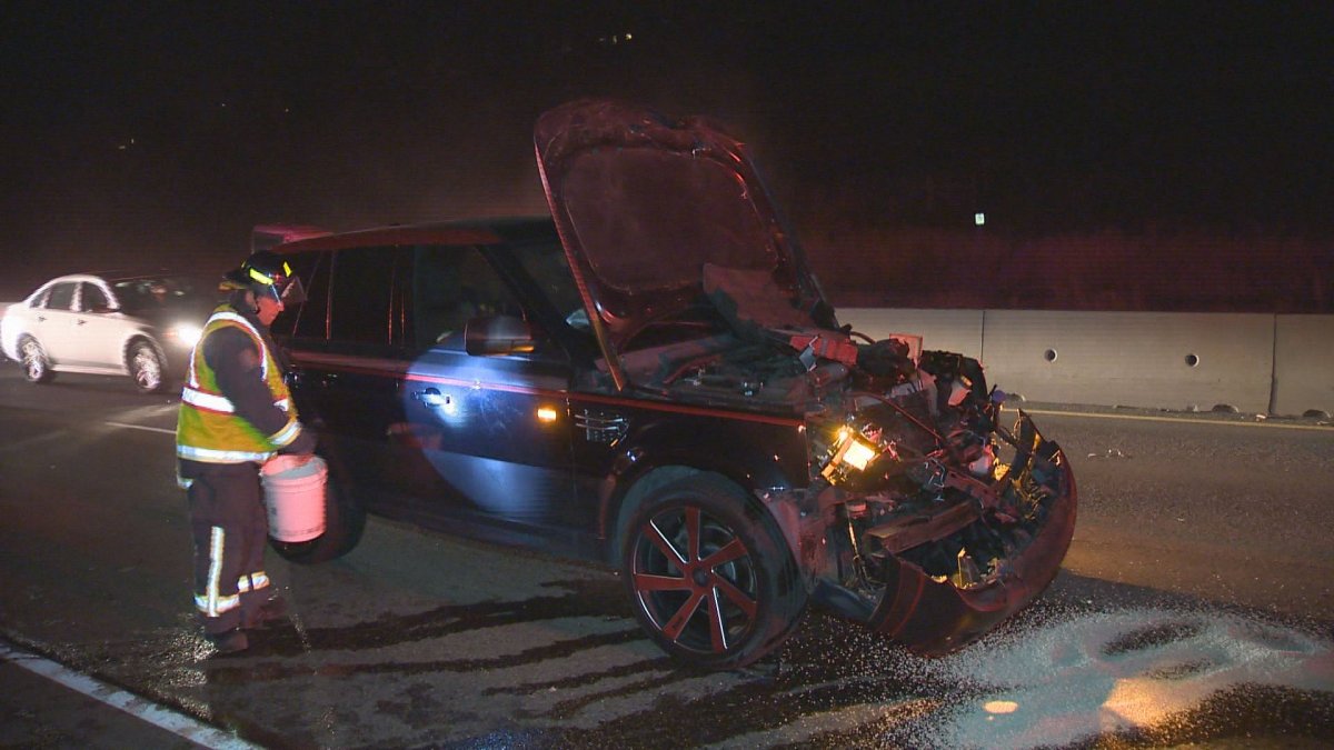 Vehicle heavily damaged after colliding with deer in West Kelowna - image
