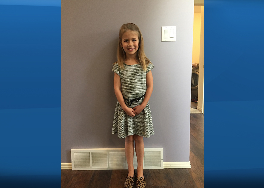 Jill Officer's daughter, Camryn, excited to head to her first day of grade one. 