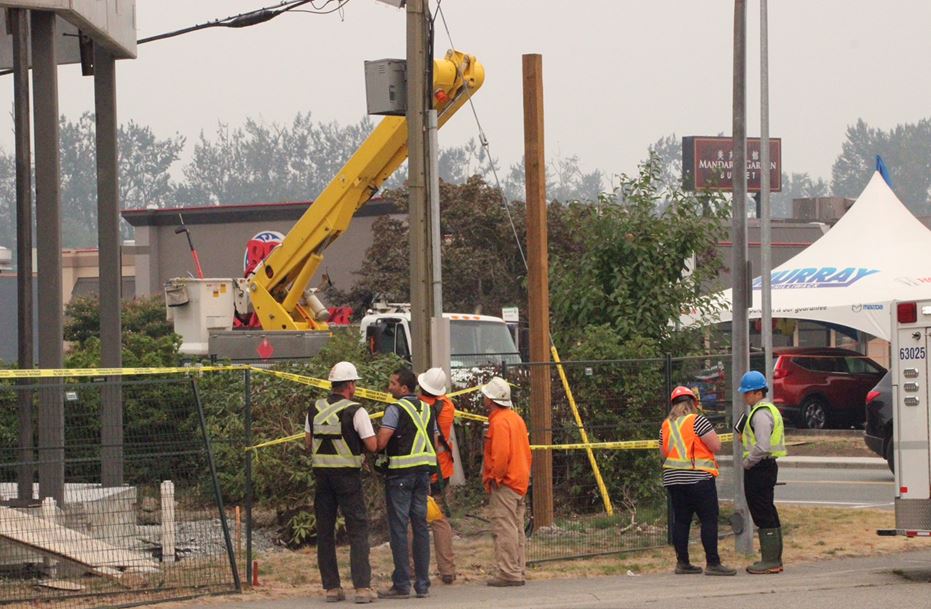 Emergency crews on scene in Chilliwack following the accident.