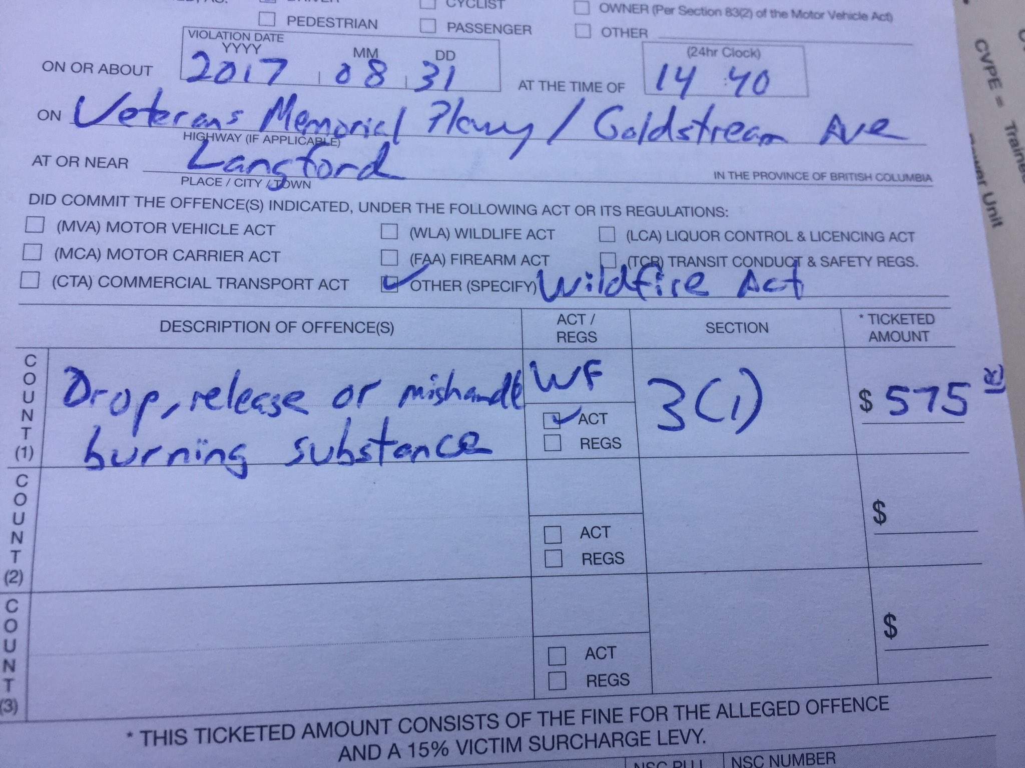 cigarette ticket B.C. driver issued $575 ticket for tossing cigarette butt calls it 'insane'
