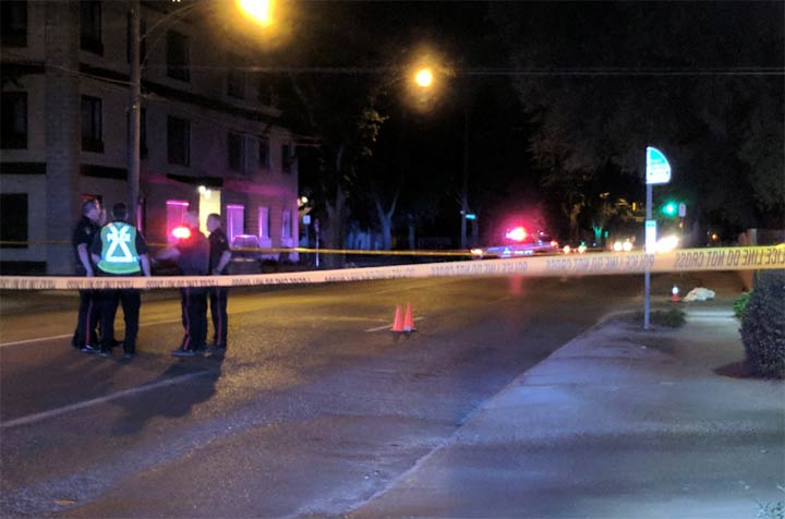 A 23-year-old man was struck by a vehicle at Clarence Avenue and 8th Street sustained life-threatening injuries on Friday.