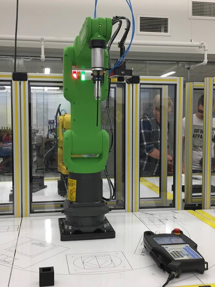 Collaborative robot in the FANUC lab at Mohawk College.
