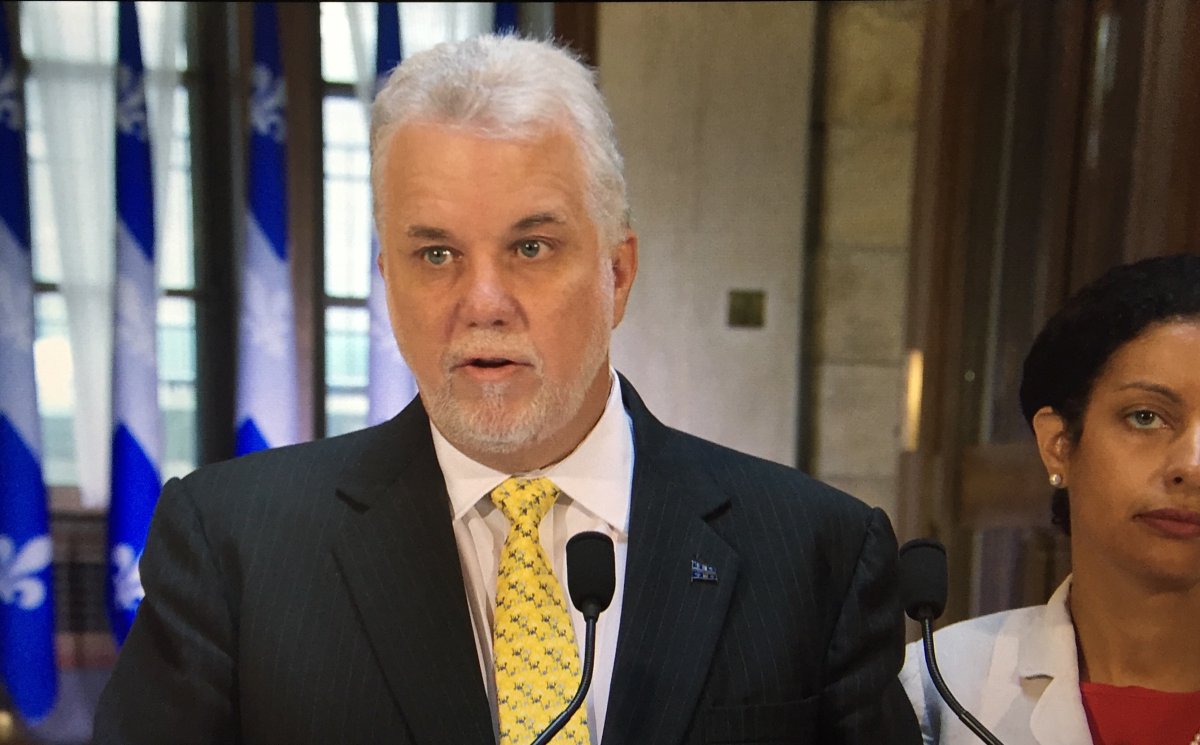 Premier Philippe Couillard railed that U.S. tariffs on Bombardier has nothing to do with government subsidies, but rather that Boeing is trying to eliminate a competitor, Wednesday, September 27, 2017.