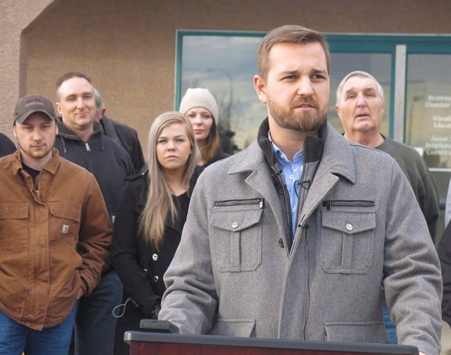 Derek Fildebrandt speaks in Strathmore, Alta., on Jan.26, 2015. Fildebrandt, a former member of Alberta's newest political party, is seeking a mistrial on traffic-related charges.