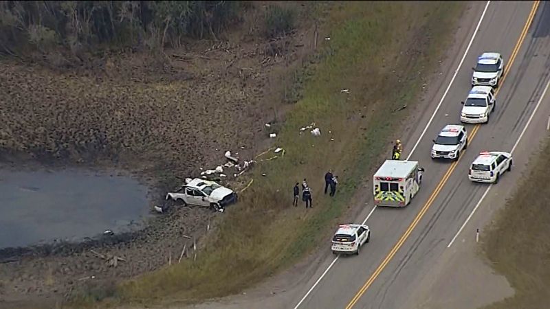 Emergency crews respond to a fatal crash on Big Hill Springs Road and Bearspaw Road on Monday, Sept. 18, 2017.