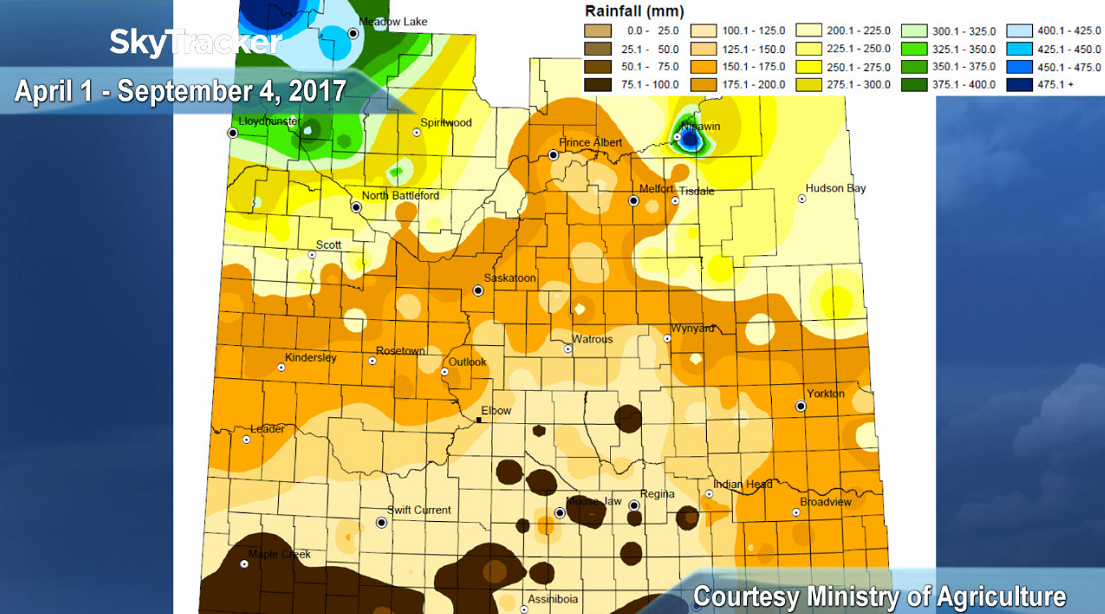Most of central and southern Saskatchewan have seen below normal rainfall in 2017 so far.