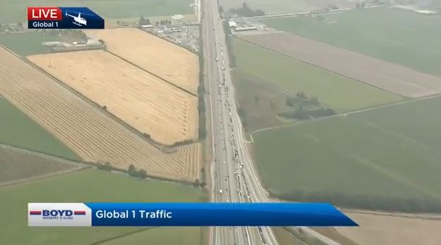 Footage from the traffic helicopter in Delta Tuesday morning.