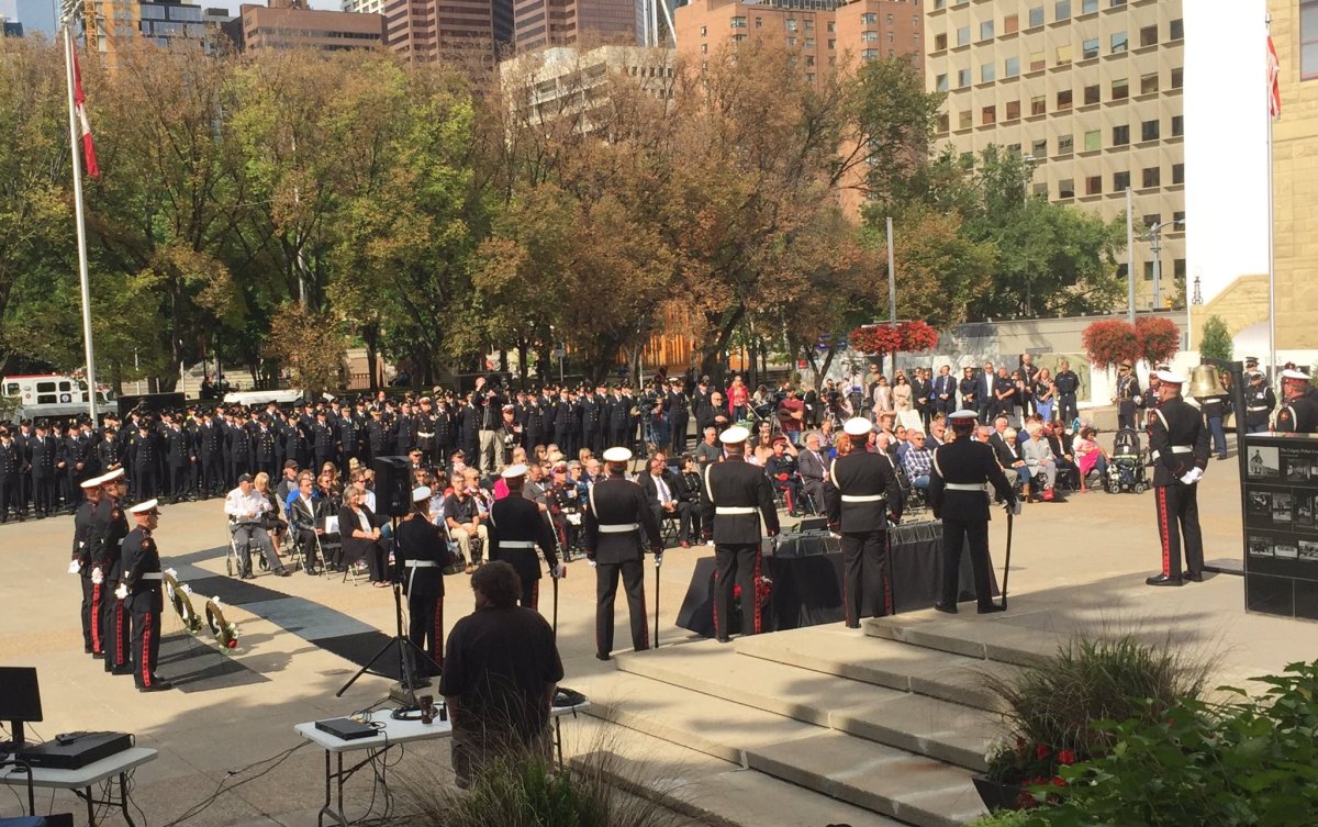 The annual firefighters memorial in Calgary, Alta., on Sept. 12, 2017.
