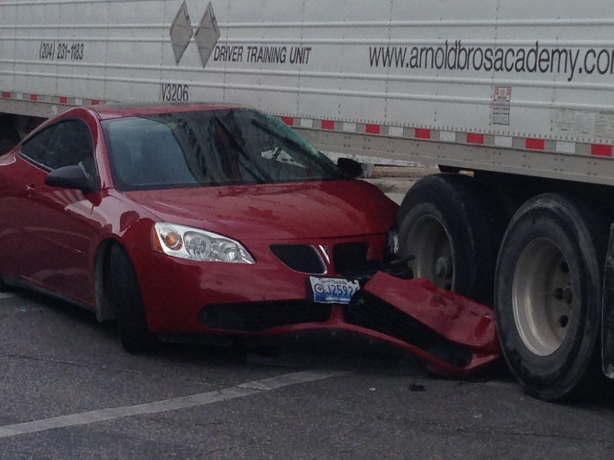 A crash held up traffic in Winnipeg's downtown Tuesday afternoon. 
