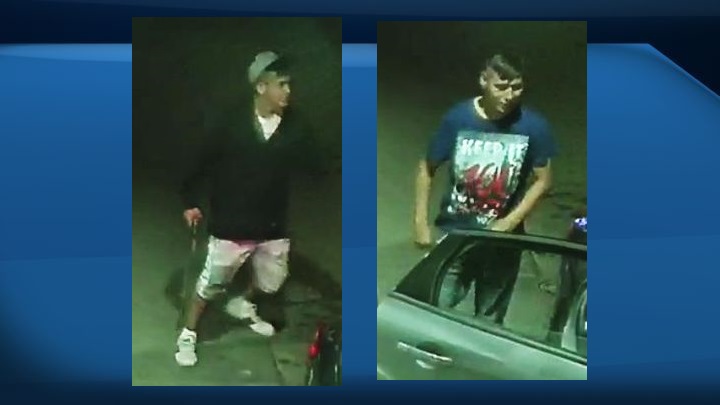 On Wednesday, police released photos of two suspects wanted in connection with the shooting of a cyclist in northeast Edmonton on Aug. 30, 2017.