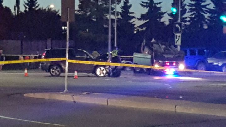 Shortly after 7 p.m., police issued a news release to say they had shut down the westbound lanes of 153 Avenue and the northbound lanes at 127 Street after a crash involving a police cruiser and another vehicle occurred at that intersection.