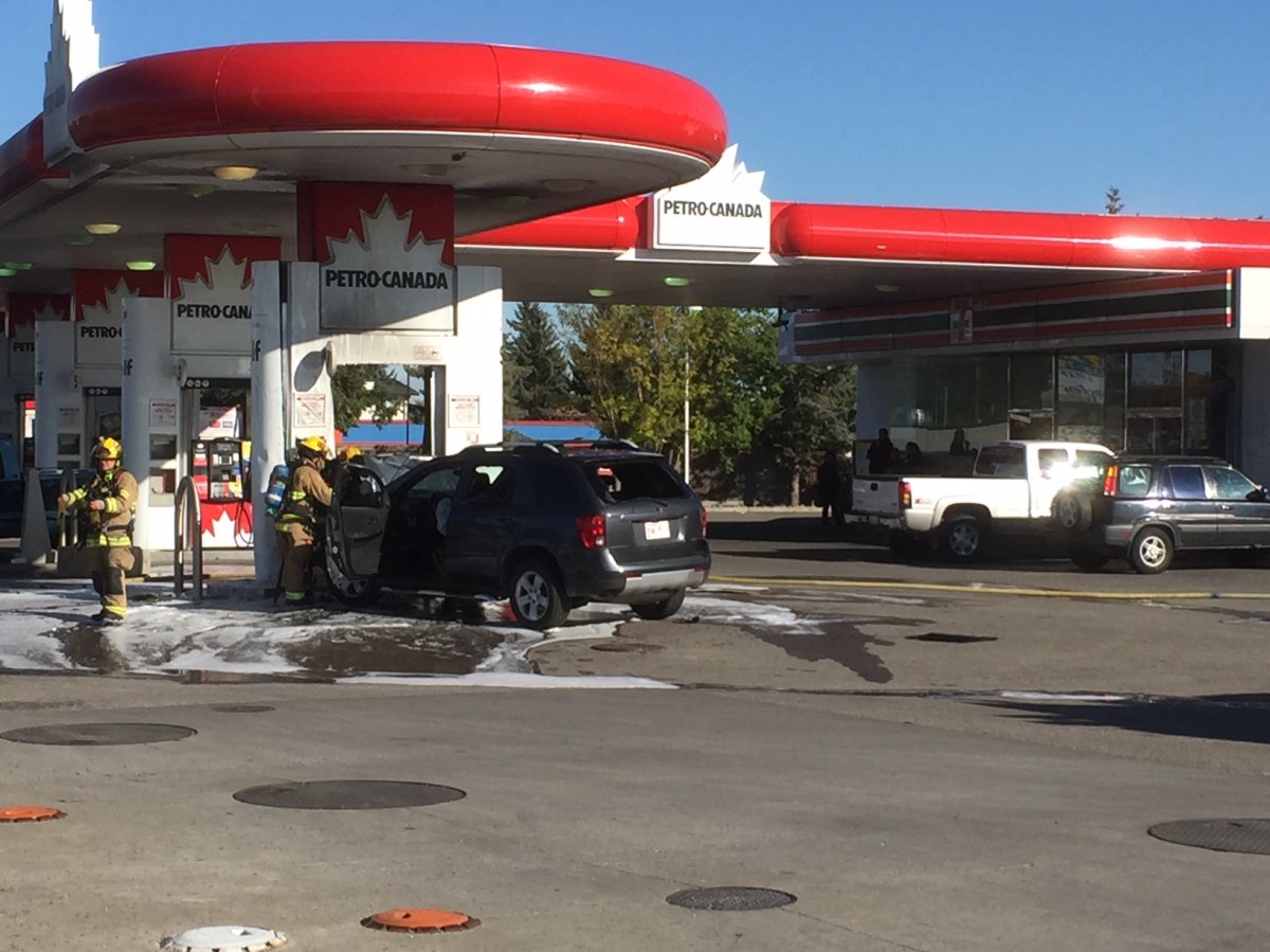 Crews respond to explosion at southeast Calgary gas station after SUV