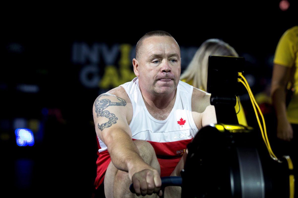 Lorne Ford of Canada participates in indoor rowing at the Invictus Games in Toronto on Tuesday, Sept. 26, 2017.