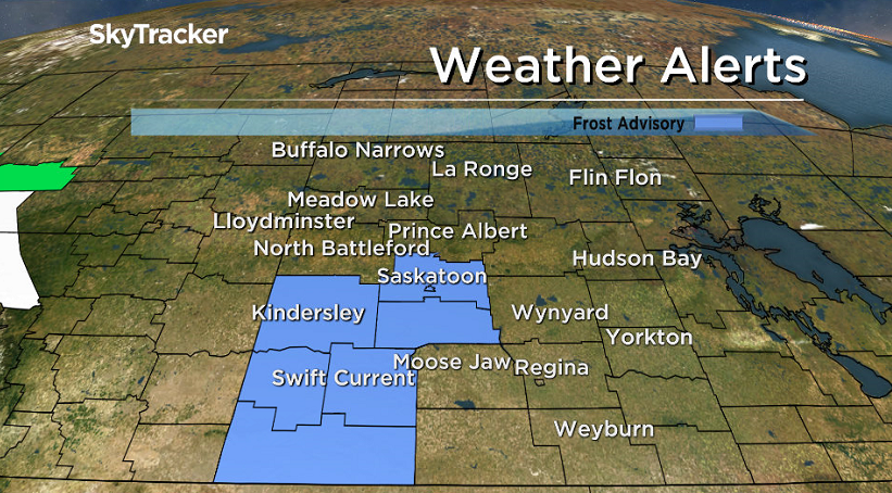 Environment Canada has issued a frost advisory for Saskatoon and parts of western Saskatchewan on Wednesday, September 20, 2017.