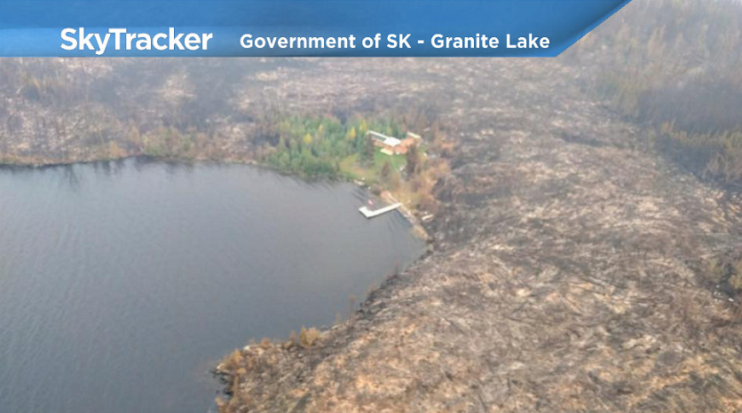 Property saved by fire on the south end of Granite Lake.