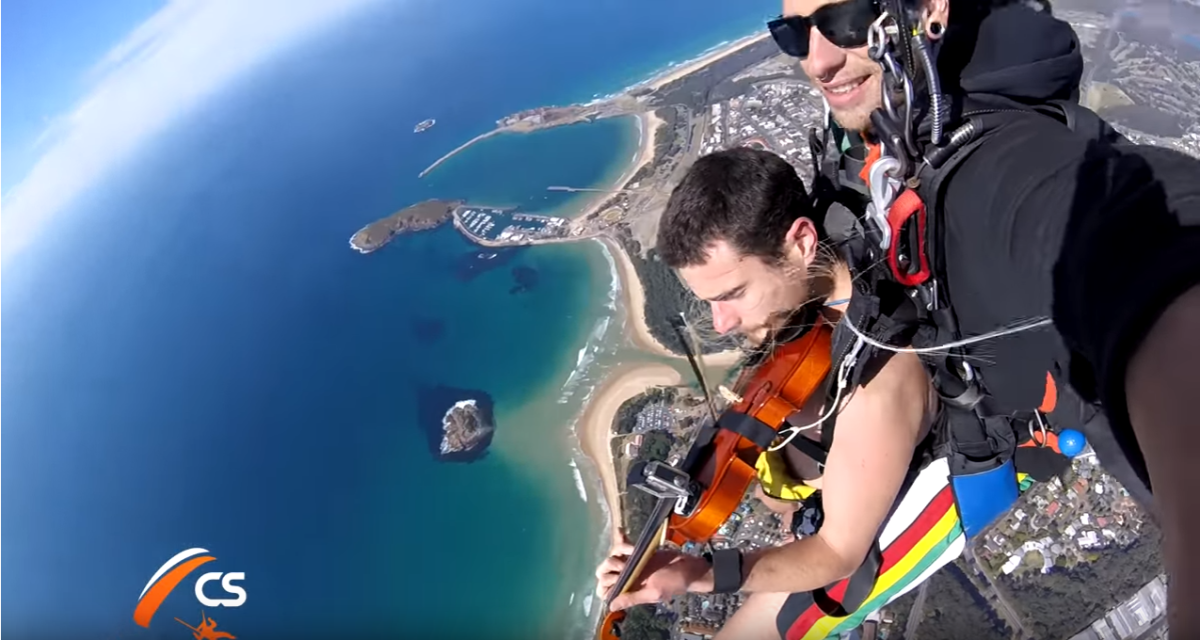 Glen Donnelly jumped out of a plane on his 30th birthday, naked, while playing the violin. 
