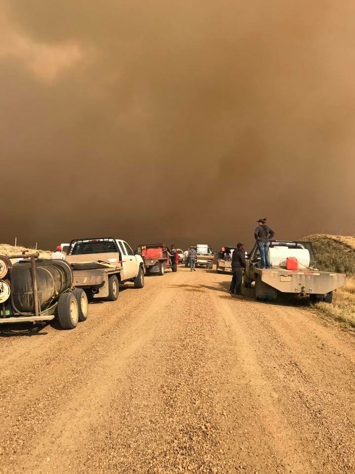 A grass fire near Glentworth was burning seven miles long and reaching up to two miles wide on Monday night. 