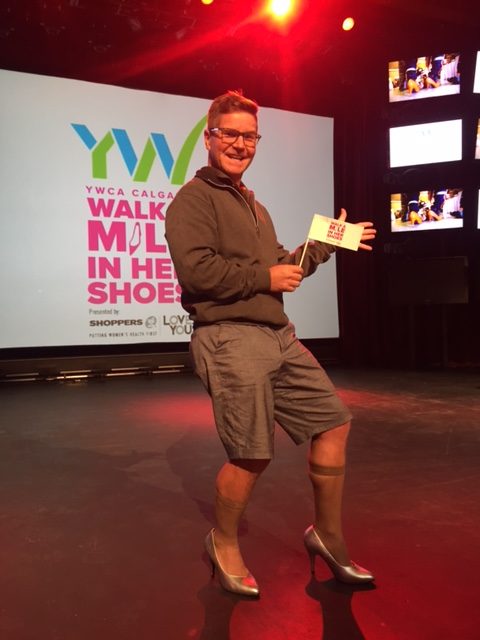 Gord Gillies gets his heels on for the YWCA's Walk a Mile in Her Shoes event.