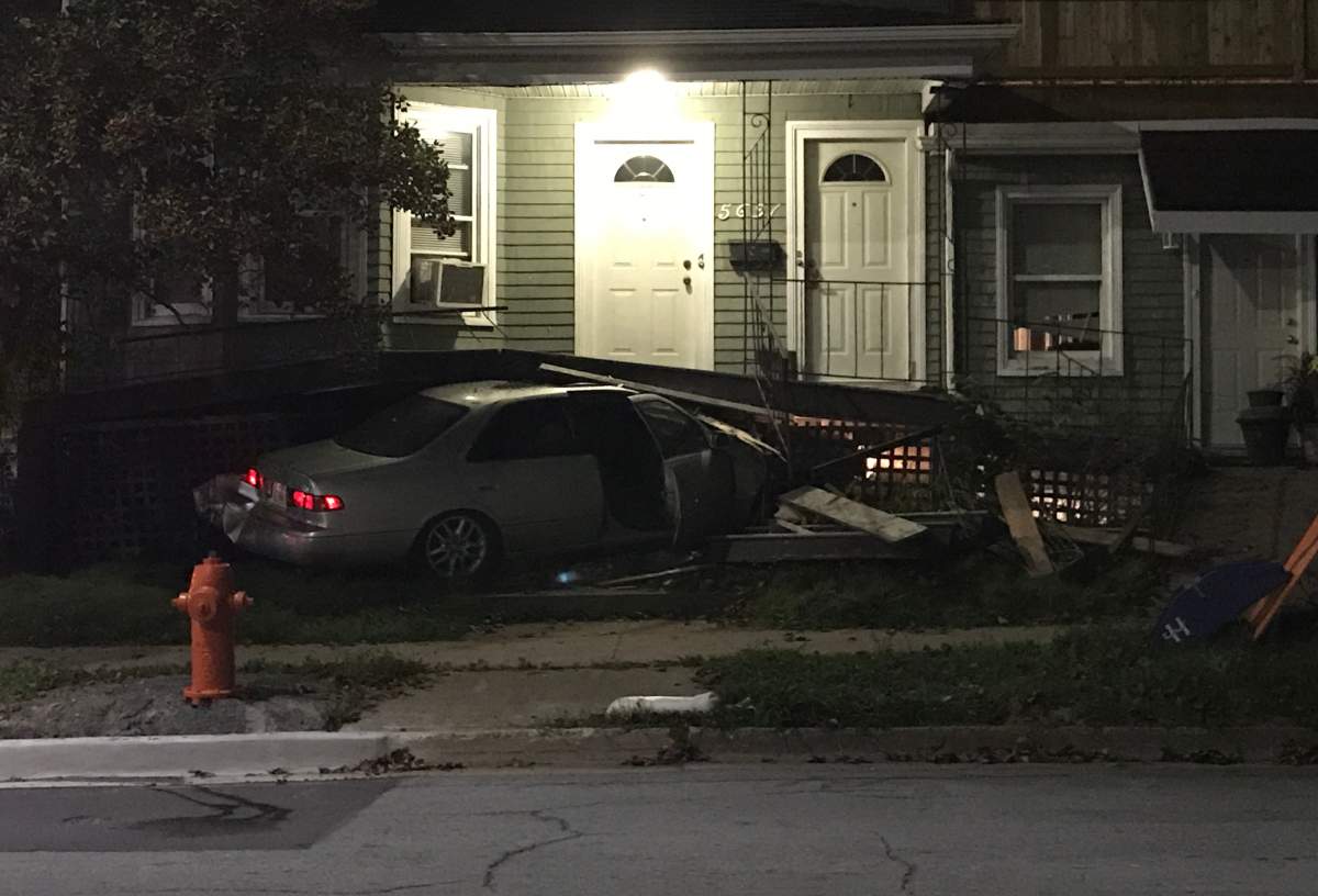A car crashed into a home at Duffus and Agricola streets on Sept. 16, 2017.