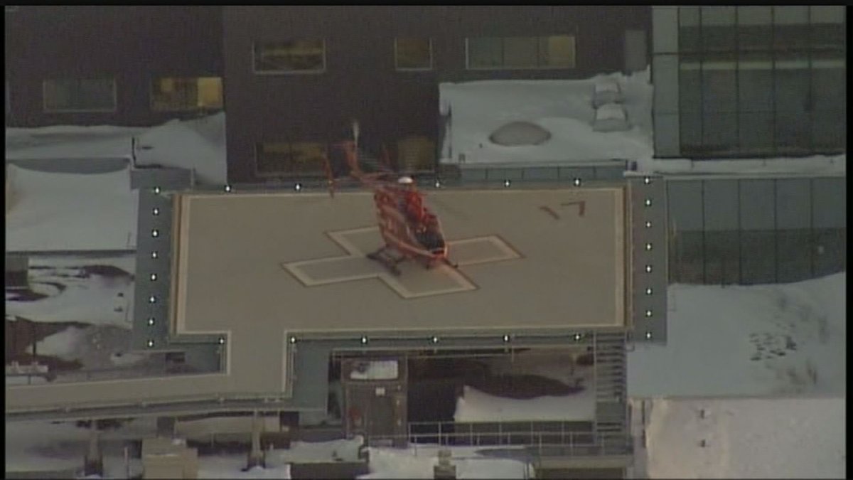 The STARS Air Ambulance lands at the helipad at Health Sciences Centre.