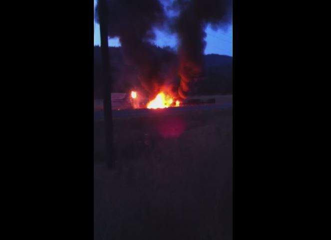A car on fire near Chase.