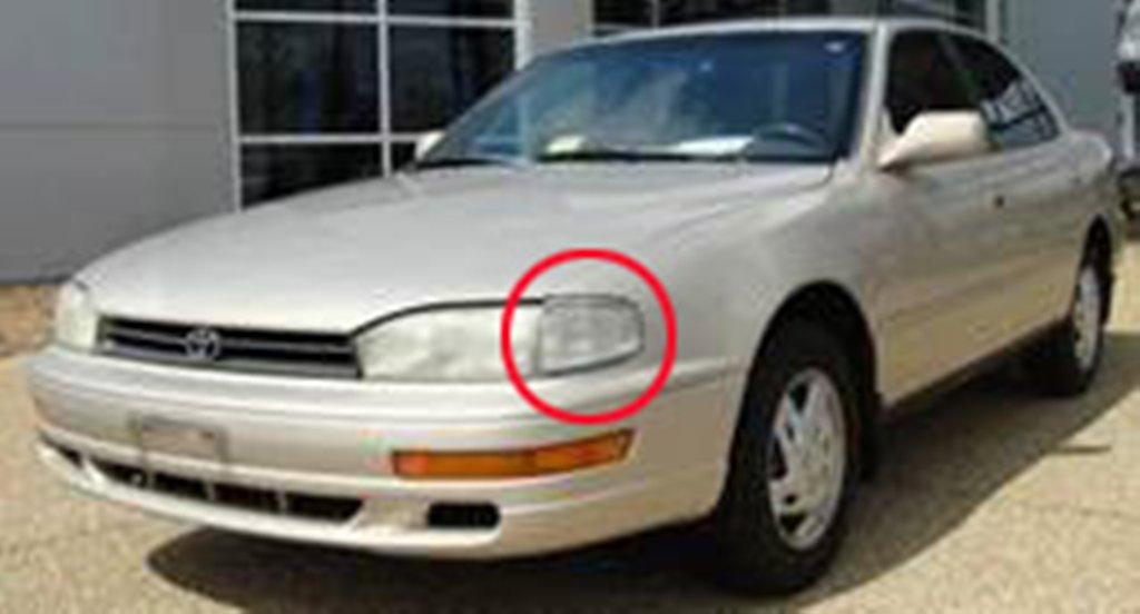 Police are looking for a 1992-94 Toyota Camry. This is not the colour of the suspect car. The damaged portion has been ringed in red.