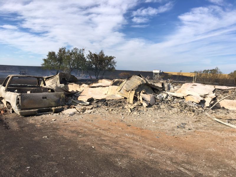 The devastation caused by a fire in southeastern Alberta south of Oyen near the Saskatchewan border on Tuesday, Sept. 12, 2017. 