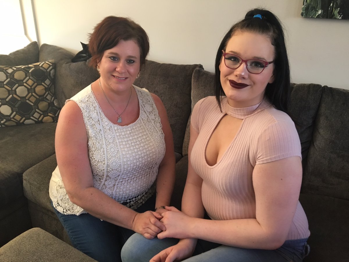 Sixteen-year-old Noemie LeBlanc, seen here with her mother, says she was victim of bullying at her high school because she is transgender.