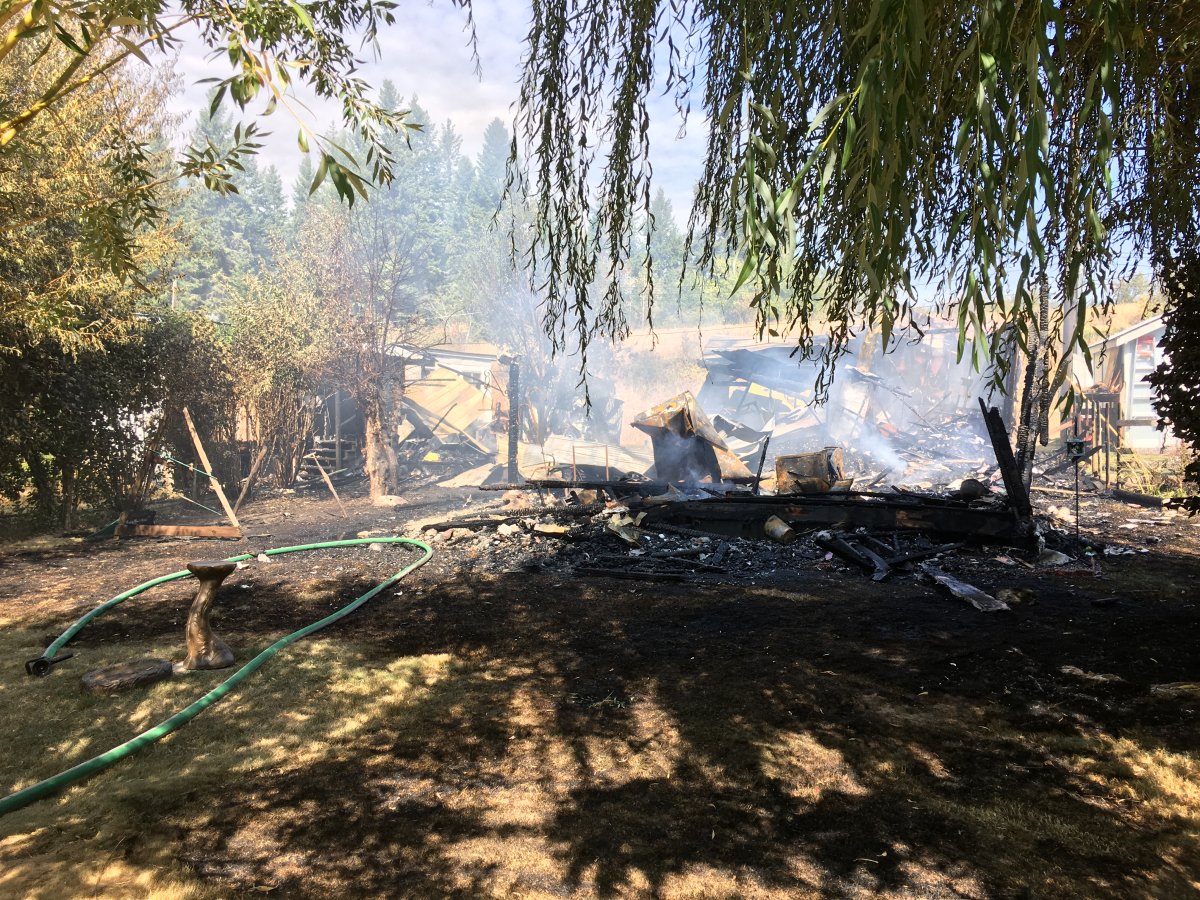 A mobile home near Lumby was gutted by fire on September 1, 2017.