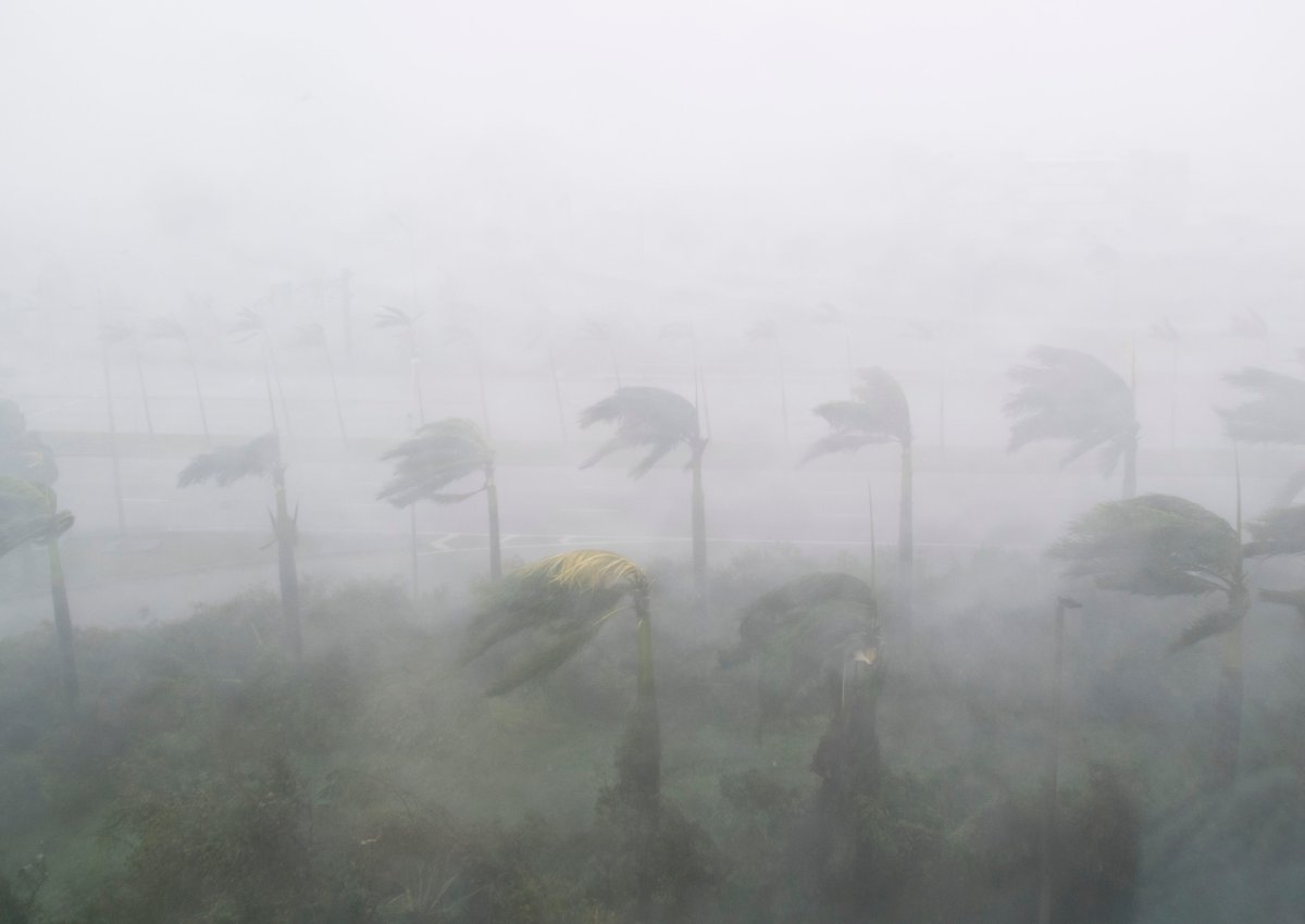 Heavy winds and rain from Hurricane Irma are seen in Miami, Florida on September 10, 2017.
