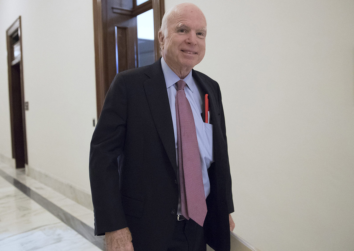 In this Sept. 5, 2017, file photo, Sen. John McCain, R-Ariz., walks from his Senate office as Congress returns from the August recess in Washington. 