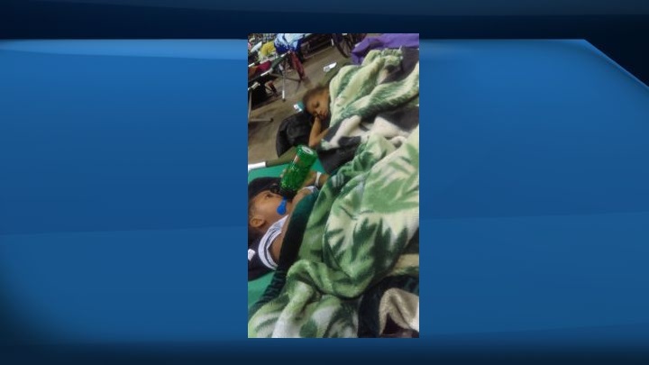 Photo of two of Keesha Hayward’s children at a flooding evacuation centre in Texas.