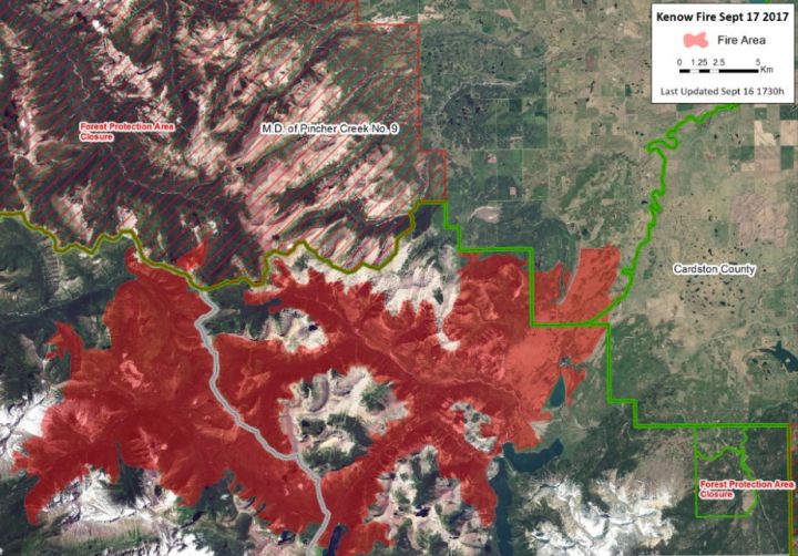 A map of the Kenow fire from Sept. 17, 2017.