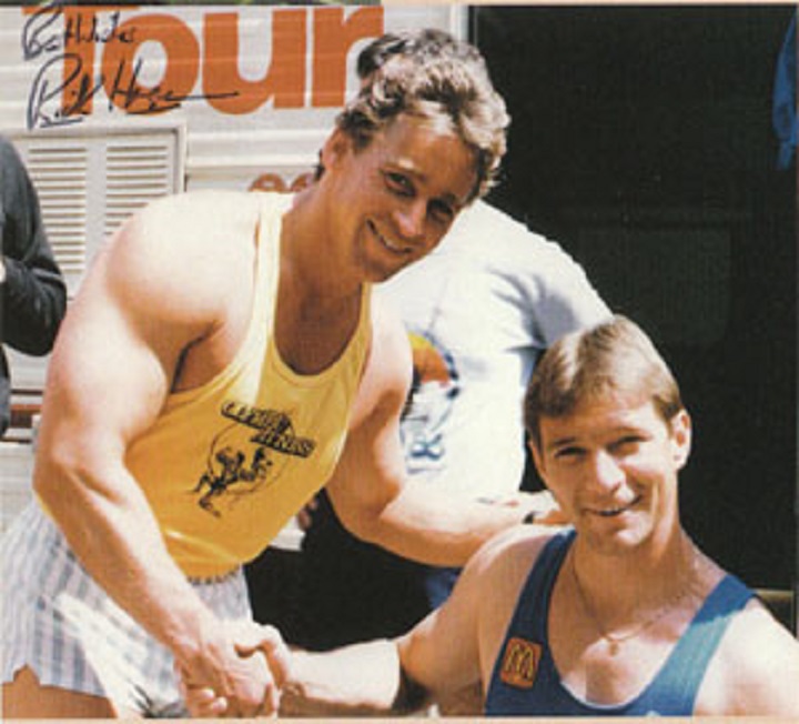 Mike Hamill and Rick Hansen during the Man in Motion World Tour 1985-1987.
