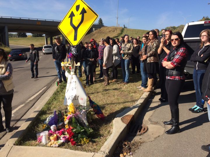 Friends gathered at the crash site to remember Harley Kelly.
