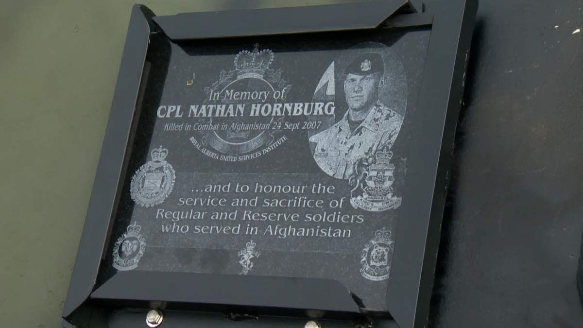Nathan Hornburg was the 71st Canadian soldier to die in Afghanistan. An armoured recovery vehicle was been given the name "Hornburg" in recognition of his service and sacrifice.