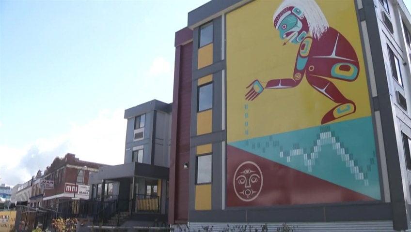 A temporary modular housing project at 220 Terminal Ave. in Vancouver.