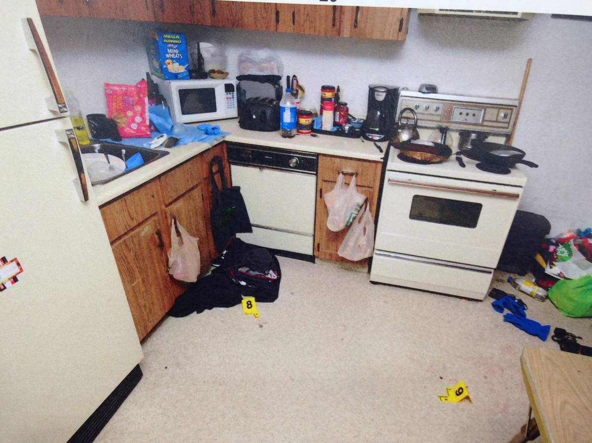Evidence photo of the apartment where the 2014 robbery took place that left Jonathan Keenatch-Lafond dead.