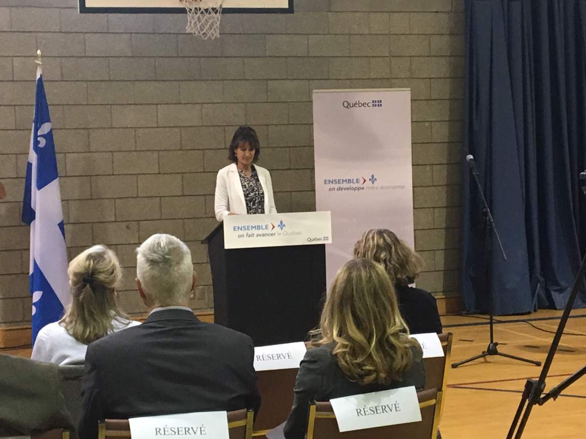 Quebec immigration minister Kathleen Weil announces $20M to build more classrooms at two schools in Montreal’s NDG neighbourhood, Tuesday, Sept. 12, 2017.